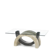 Tavolino trasparente-beige-grigio 70 cm x 120 cm H. 41 cm