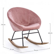 Poltrona dondolo in velluto Rosa Antico ANNIKA 74x77x h74 cm