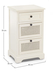 Cassettiera in legno tre cassetti Bianca AMABEL 40x32x h70 cm