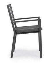 4x Sedia antracite con bracciolo e cuscino in alluminio stile industrial