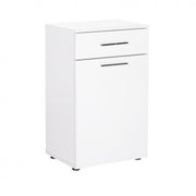 Mobiletto da bagno bianco con cesto e cassetto  52x38xh.83 cm