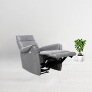 Poltrona reclinabile elettrica effetto nabuk grigio chiaro  82 x 98 x 109 cm
