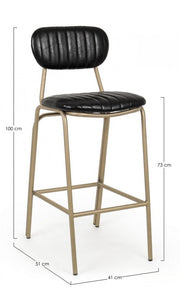 Sgabello vintage  bar Addy nero 41x51x100h cm