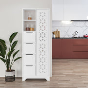 Mobile multiuso Yada maxi bianco con anta decorata 4 cassetti e 2 nicchie
