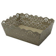 Vassoio metallo tortora rettangolare cm22x15h7