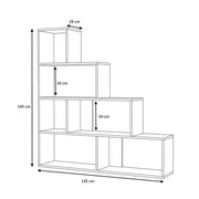 Libreria scaffale a scala  6 scomparti rovere 145x29xh.145 cm