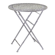 Set Tavolo metallo Ragusa grigio tondo con 2 sedie pieghevoli cm ø70h76