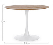 Tavolo in legno e alluminio stile naturale Ø100a - 75h