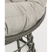Poltrona per esterno in fibra naturale Grigio con cuscino MOLLY diametro 69x92x h78 cm