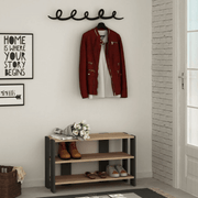 Ingresso scarpiera Tono rovere antracite con appendiabiti nero