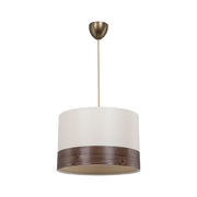 Lampada a sospensione Alfina tessuto bianco fascia effetto legno ASZ1668 EFFEZ