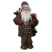 Babbo natale tessuto con regali e lanterna marrone cm30x17,5h60