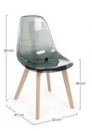 Sedia design policarbonato Easy fume' piedi in legno