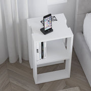 Tavolino comodino Lonie bianco 2 scomparti aperti H 55 x P 30 x L 34 cm