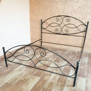 Letto matrimoniale in ferro battuto con pediera Nero Argento NARCISO 170x202x h131,5 cm