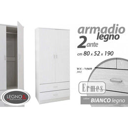 Armadio da camera due ante bianco  Cm 80  x 52 x 190 h