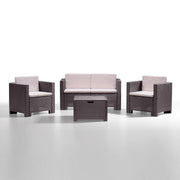 Salotto resina capri marrone pz 4 con cuscini