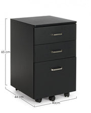 Cassettiera da ufficio in MDF tre cassetti Nero NADIR 40x44x h65 cm