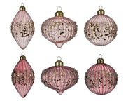 Pallina Di Natale Decoris Vetro Glitterato Rosa 8Cm Assoriti