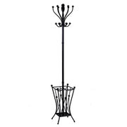 Appendiabiti a stelo metallo nero con portaombrelli