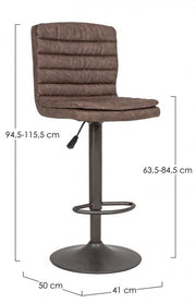 Sgabello bar vintage ecopelle marrone Connor cm 41 x 50 x 94,5