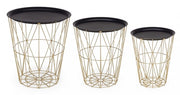 Set 3 tavolino contenitore in metallo stile atmosphere
