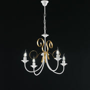 Lampadario classico ferro Bianco shabby Oro quattro luci 61x h47 cm