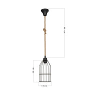 Lampada a sospensione Halat ASZ0549 in metallo nero e corda EFFEZ