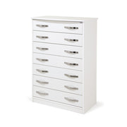 Cassettone Bianco Frassinato in legno nobilitato con 5 cassetti H.127x76x41 cm