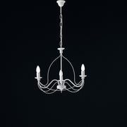 Lampadario in ferro Bianco shabby tre luci 49x h43 cm