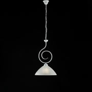 Lampadario in ferro Bianco Shabby una luce paralume Bianco 32x h53 cm