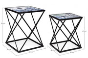 Set Tavolini in acciaio Nero con fantasia marina REEF K04 2 pezzi