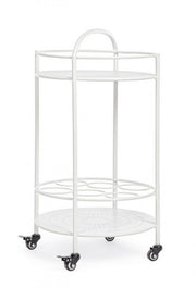 Carrello per bottiglie in acciaio Bianco