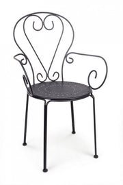 Sedia da giardino con braccioli in acciaio Antracite ETIENNE 49x49x h89 cm