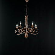 Lampadario a sospensione in ferro Nero DECO Rame cinque luci 57x h60 cm