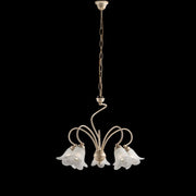 Lampadario in ferro Avorio Oro cinque luci camera 57x h46 cm