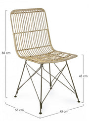 Sedia in stile contemporaneo in acciaio e kubu Naturale LUCILA 45x55x h85 cm