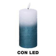 Candela paraffina led azzurro cm ø7,5h15