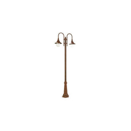 Lampione 2 luci struttura in pressofusione di alluminio ruggine h.230 cm