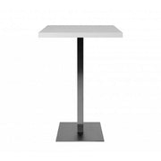 Tavolo alto Quadrato 105 cm piano bianco e base cromo   cm 70x70xh.105