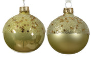 Pallina di Natale Vetro opaco smaltato a pallina con stella in cima 2 colori assortiti colore pistacchio ø 6cm