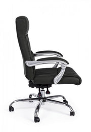Poltrona da ufficio con braccioli Lisbona nero reclinabile similpelle