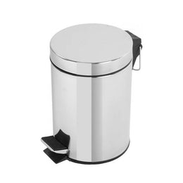 Pattumiera da bagno in acciaio cromato da 5 litri.