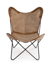 Poltrona pelle beige Eaton
