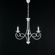 Lampadario a sospensione in ferro Bianco shabby tre luci 50x h60 cm