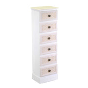 Mobiletto legno losanna 6 cassetti crema cm 29x23h95