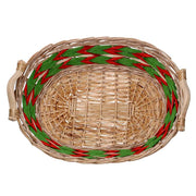 Cesta vimini intreccio verde rosso naturale ovale cm55x43h13