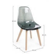 Sedia design policarbonato Easy fume' piedi in legno