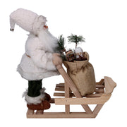 Babbo natale tessuto con slitta e regali verde bianco cm33x12h30