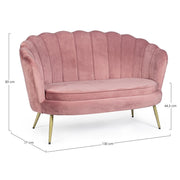 Divano 2 posti effetto velluto rosa Giliola